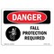 Signmission OSHA Danger Sign, Fall Protection Required, 7in X 5in Decal, 7" W, 5" H, Landscape OS-DS-D-57-L-1229 - alternate 1